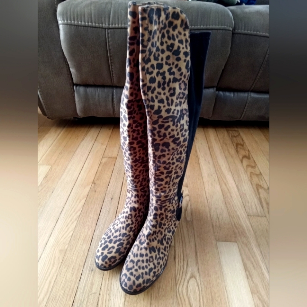 Liz Claiborne over the knee animal print boots size 9